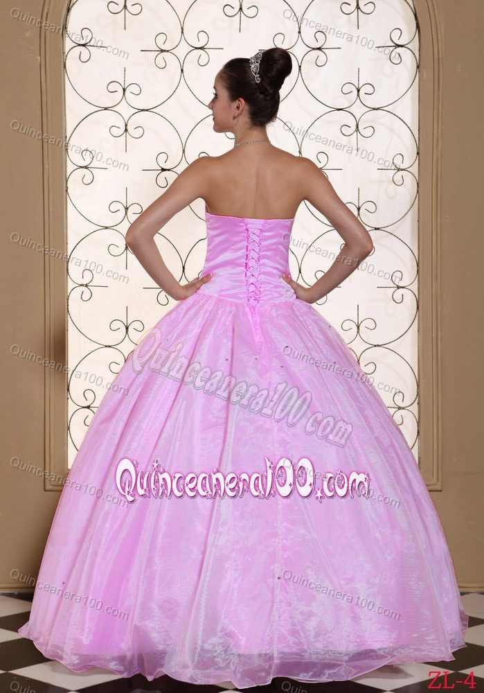 Pink Sweetheart Beaded Floor-length Sweet Sixteen Dresses