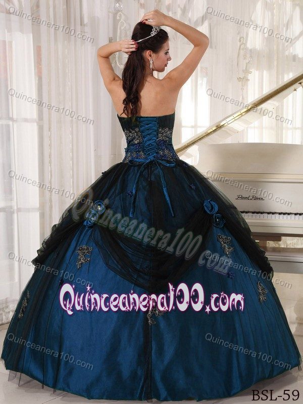 Tulle and Taffeta Appliques Strapless Sweet Fifteen Dress in Fashion