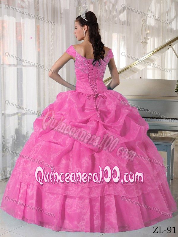 Cheap Off the Shoulder Beading Sweet Fifteen Dress with Pick-ups