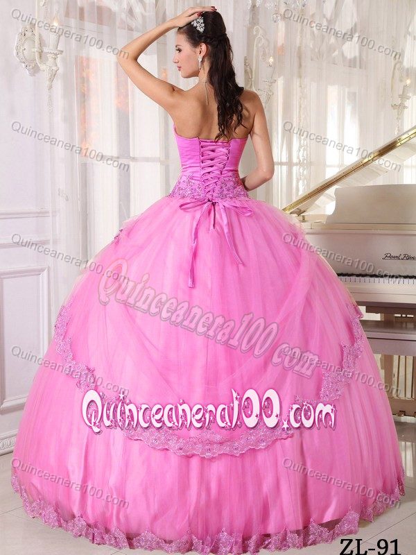 Tasty Rose Pink Sweetheart Sweet Sixteen Dresses with Appliques