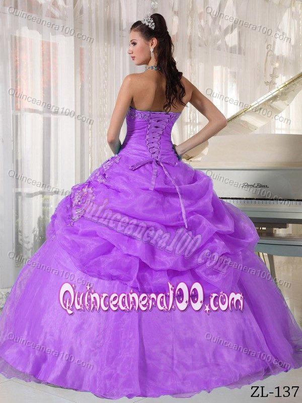 Beading Ruche Bodice Quinceanera Dresses Pick-ups in Lilac