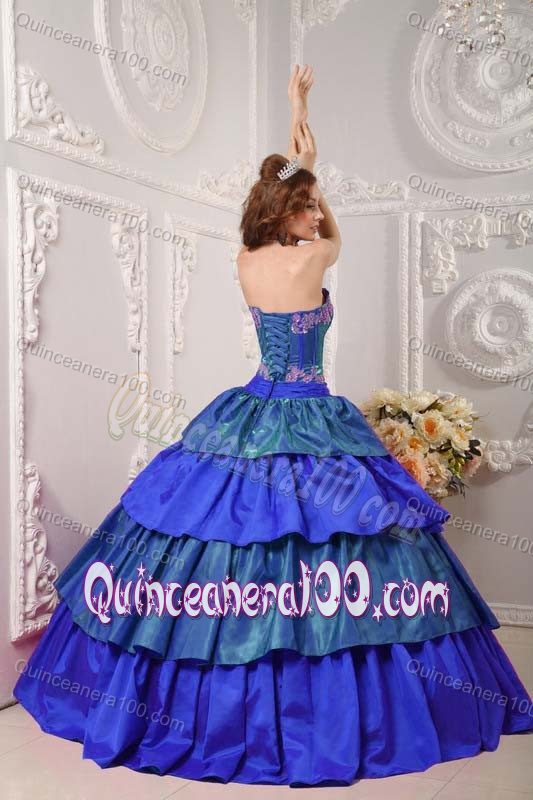 Multi-layered Appliques Strapless Dresses for a Quinceanera 2014