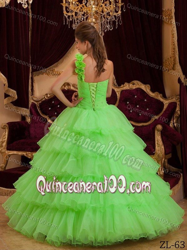 Multi-tiered One Shoulder Beading Quinceanera Dresses with Ruche