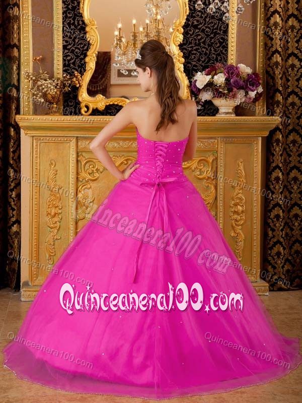 Popular Hot Pink Quinceanera Gowns with Appliques and Beading