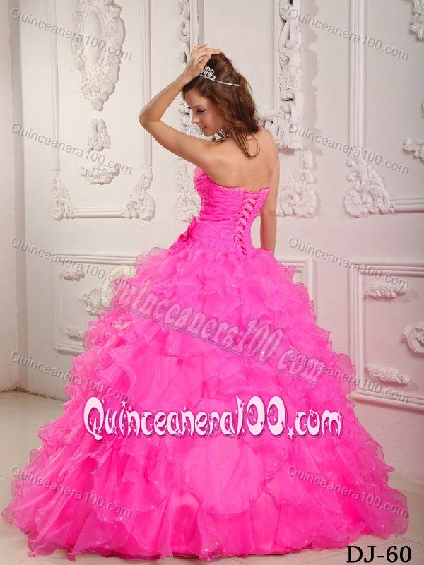 Amazing Sweetheart Hot Pink Sweet 15 Dresses with Ruffled Layers