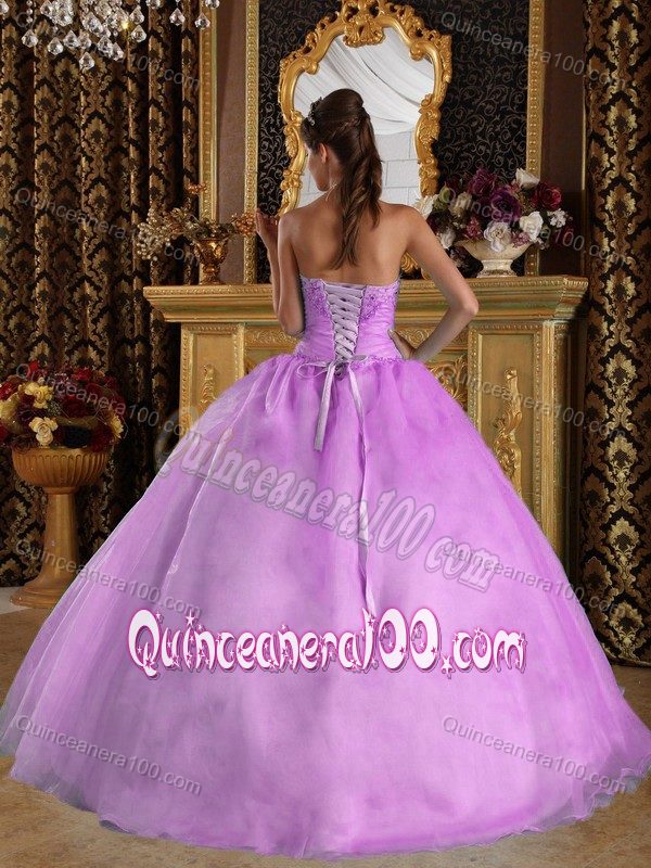 Lovely Lavender Strapless Ruched Beading Bust Sweet Sixteen Dresses