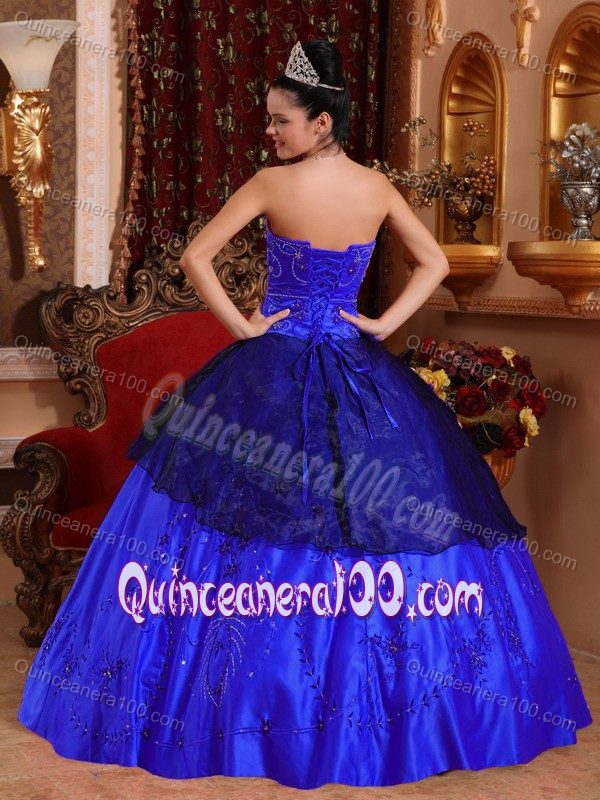 Royal Blue Beading Embroidery Sweetheart Quinceanera Gowns