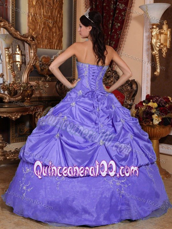 Chic Strapless Beading Appliques and Pick-ups Dress for Sweet 15