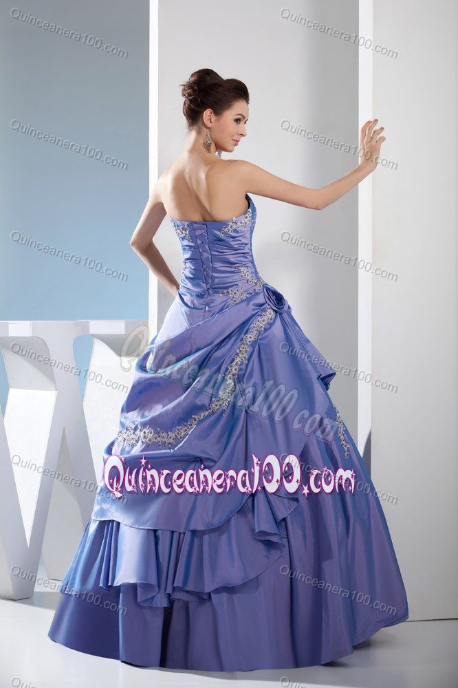 Princess Strapless Appliques Decorate Pleated Sweet 15 Dresses