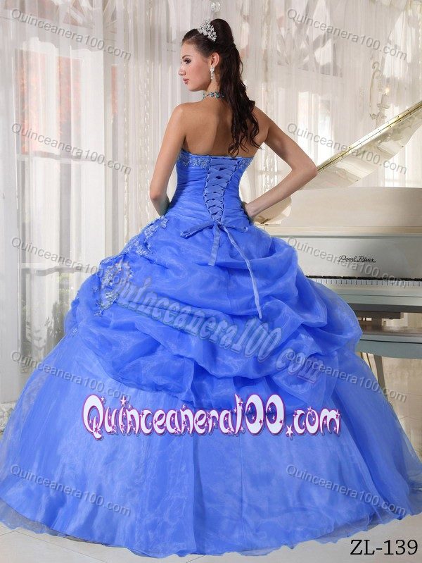 Vintage Organza Appliques Dress for Quinceanera with Floor-Length