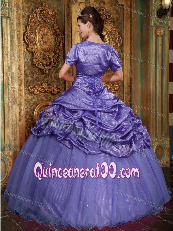 Fashionable Taffeta and Tulle Purple Sweet 16 Dresses with Beading