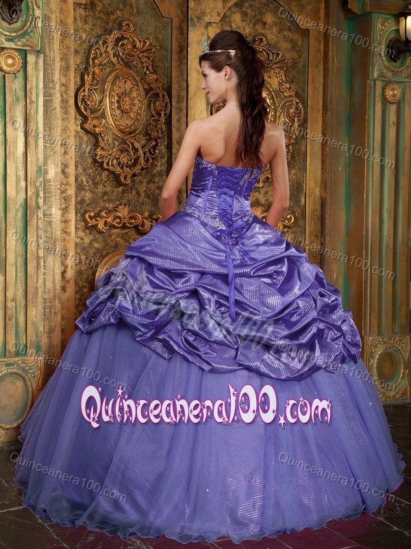 Fashionable Taffeta and Tulle Purple Sweet 16 Dresses with Beading