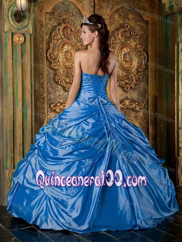 Custom Made Strapless Appliques Dress for Quinceanera in Taffeta