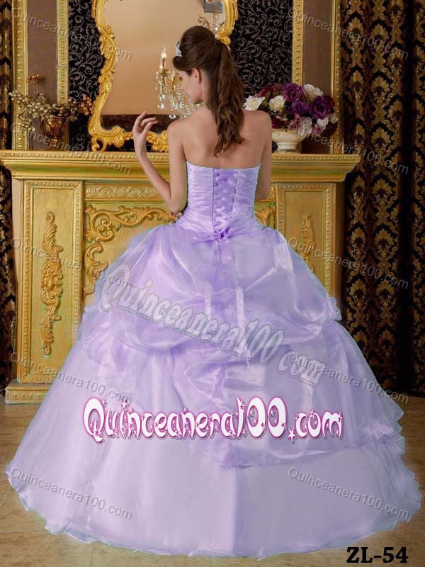 the Brand New Style Strapless Lilac Quince Dresses with Appliques