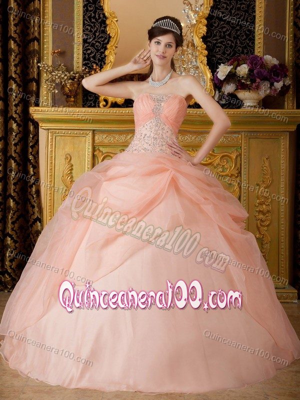 Ruche Beading Bodice Organza La Quinceanera Dress