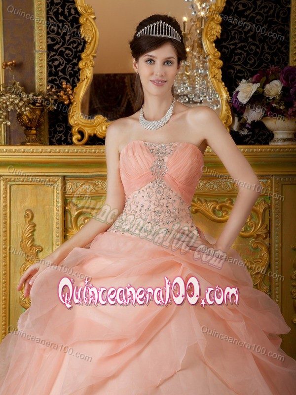 Ruche Beading Bodice Organza La Quinceanera Dress