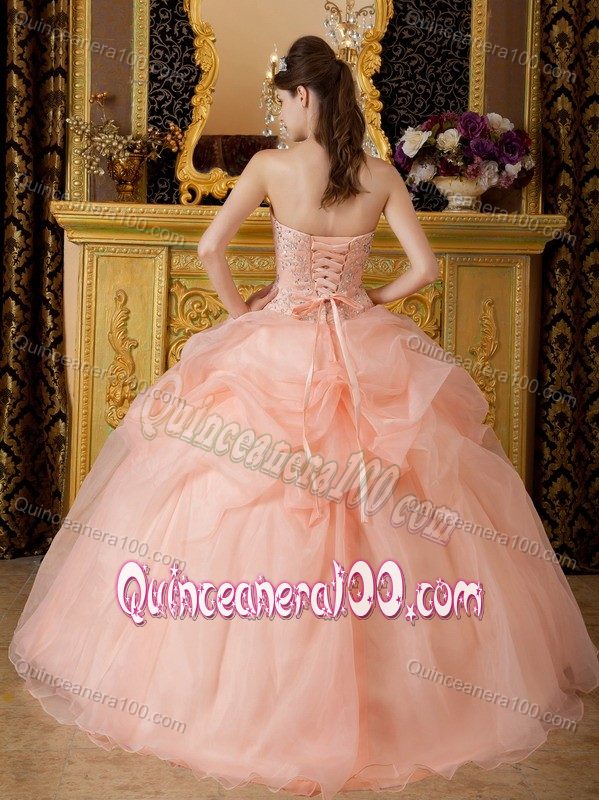 Ruche Beading Bodice Organza La Quinceanera Dress