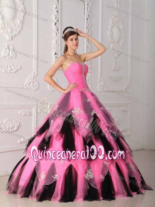 Multi-colored Organza Appliques Dresses for Quince with Beading