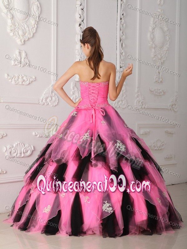 Multi-colored Organza Appliques Dresses for Quince with Beading