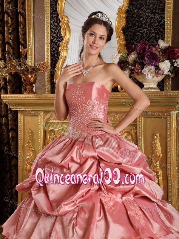 Custom Made Strapless Ruffled Layers Dress for Sweet 16 in Taffeta