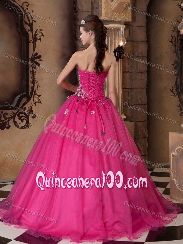 Fashionable Beading and Appliques Dress for Sweet 16 in Hot Pink