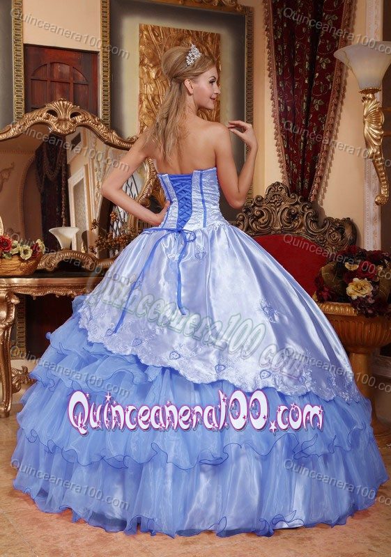 Taffeta and Organza Embroidery Dresses for a Quince on Discount