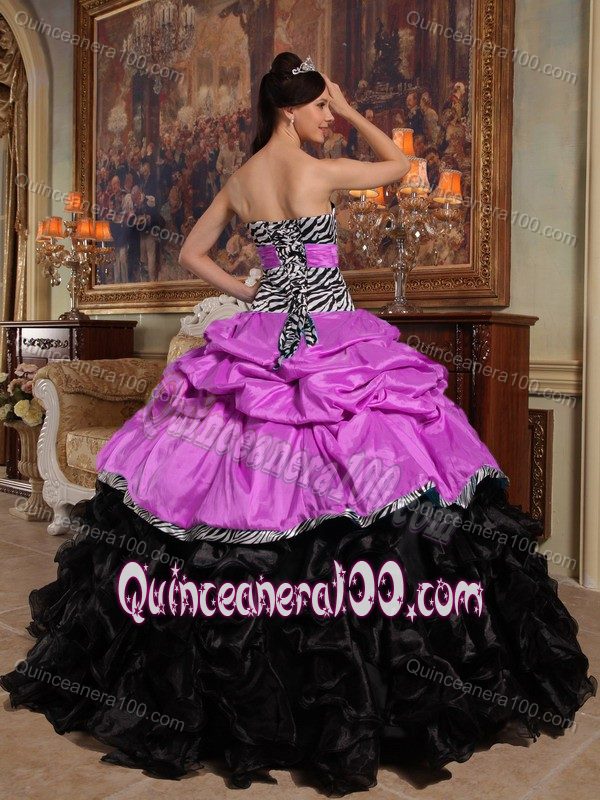 Special Ruffles and Pick-ups Dresses for Sweet 16 with Zebra Print