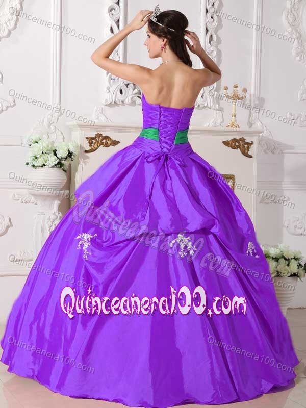 Light Purple Strapless Appliques Bowknot Accent Dress for Quince