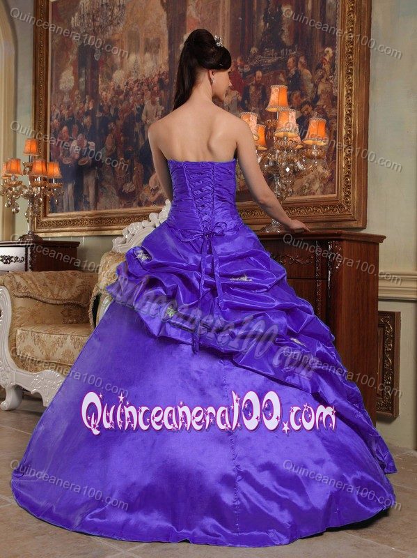 Blue Sweetheart Beading Appliques Pick-ups Dress for Quince