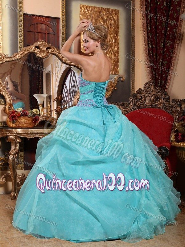 Baby Blue Sweetheart Appliques An Ruffles Sweet Sixteen Dresses