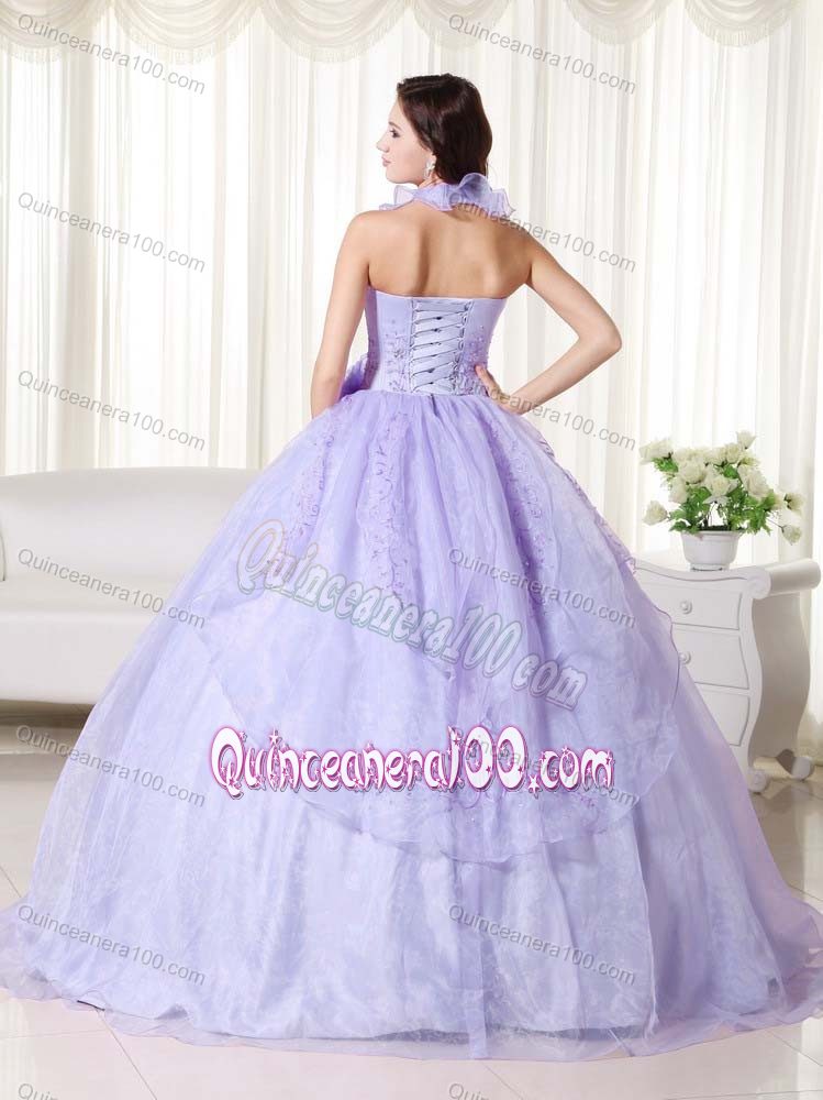 Lilac Embroidery Beading Sweet 15/16 Birthday Dress with Straps