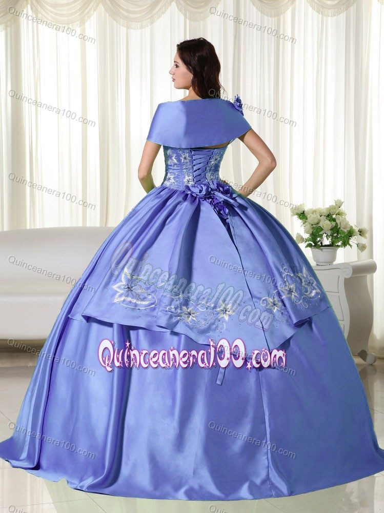 off the Shoulder Embroidery Bodice Pleated Quinceanera Dresses