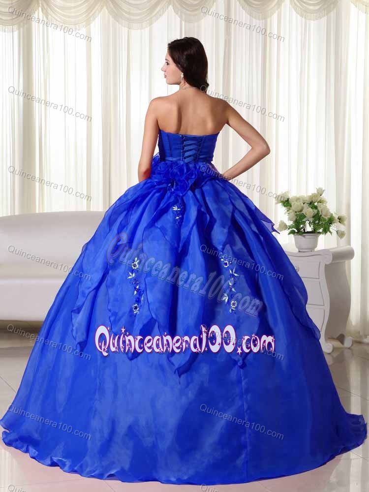 Royal Blue Strapless Embroidery Ball Gown Quinceanera Dresses