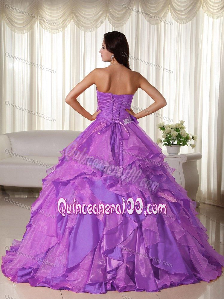 Lavender Sweetheart Appliques and Ruffles Accent Quince Dresses