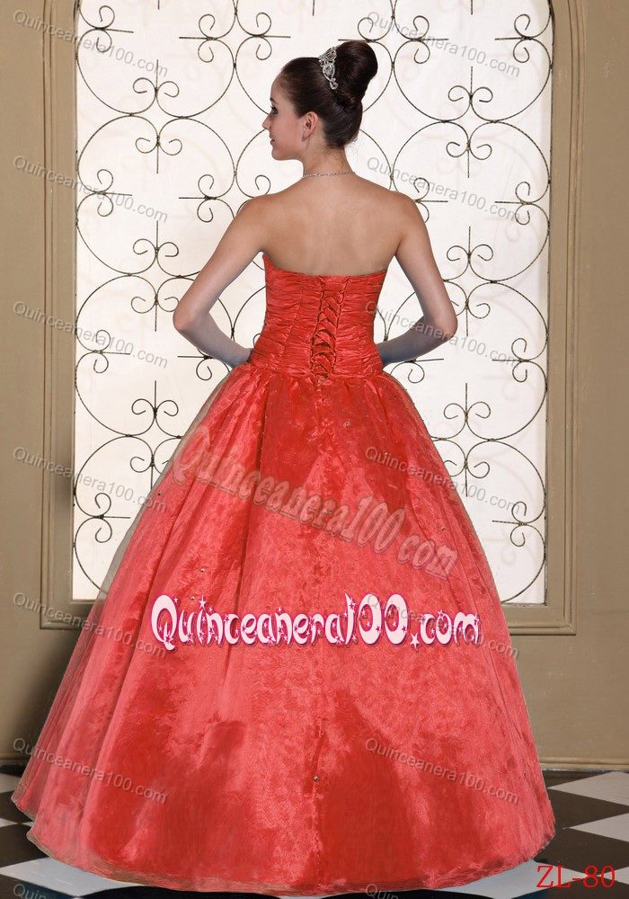 Unique Strapless Beaded Rust Red Quinceanera Dress in Fashion