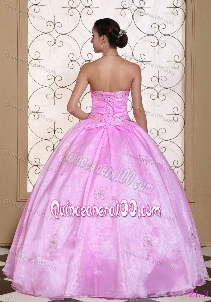 Dreamy Sweetheart Beaded Rose Pink Quinceanera Party Dress