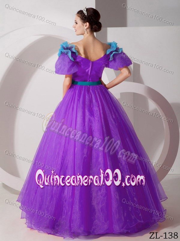 Princess Short Puff Sleeves Two-toned Quinceanera Gown Dress