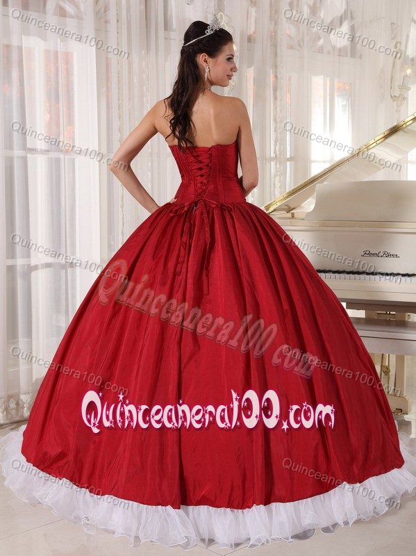 Unique Ruffled Wine Red and White Dress for Sweet 16 Online