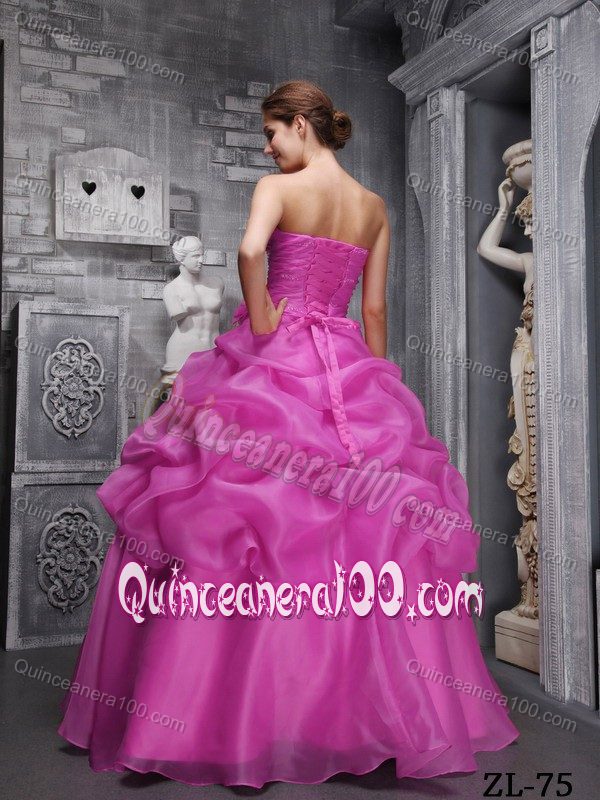 Pick-ups Ruched Beaded Fuchsia Dresses for a Quince Under 200