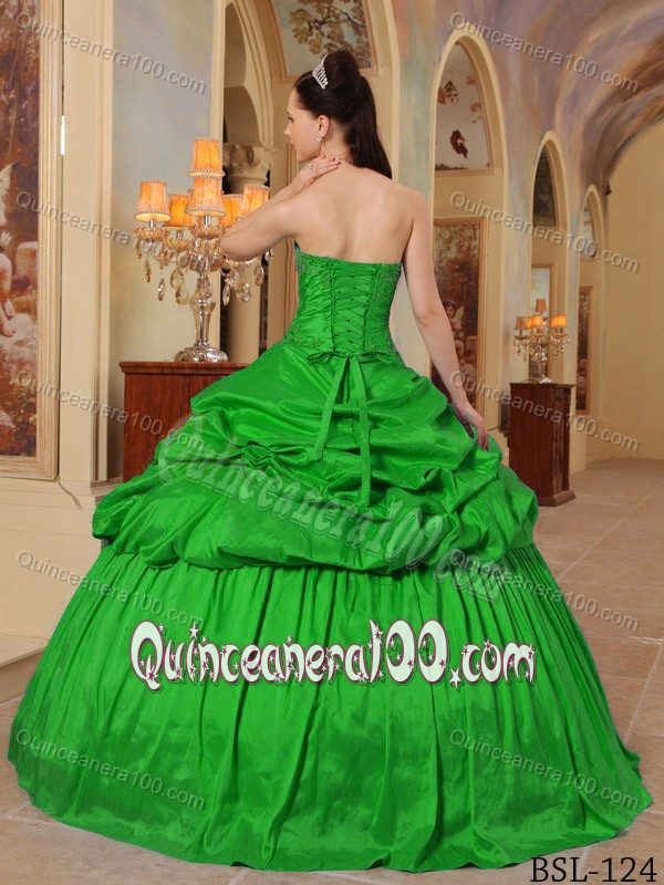 Mature Green Taffeta Quinceanera Gown Dress Colors to Choose