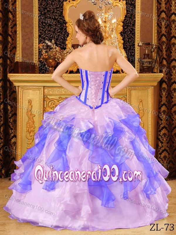 Corset Multi-color Ruffled Appliqued Quinceanera Gown Dresses