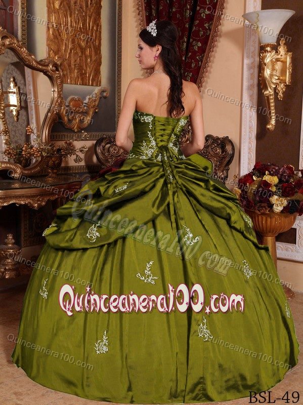 Classy New Pick-ups Appliqued Olive Green Quinceanera Dress