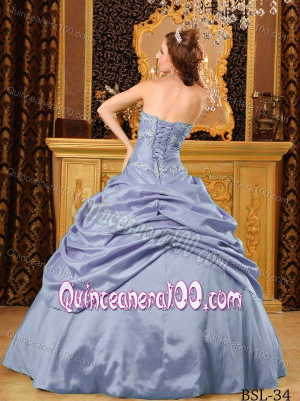 Brand New Stylish Lilac Strapless Appliqued Sweet 15 Dresses