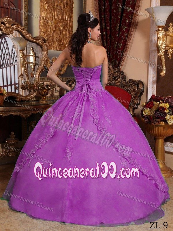 Pretty Ball Gown Appliqued Fuchsia Quinceanera Gown Dresses