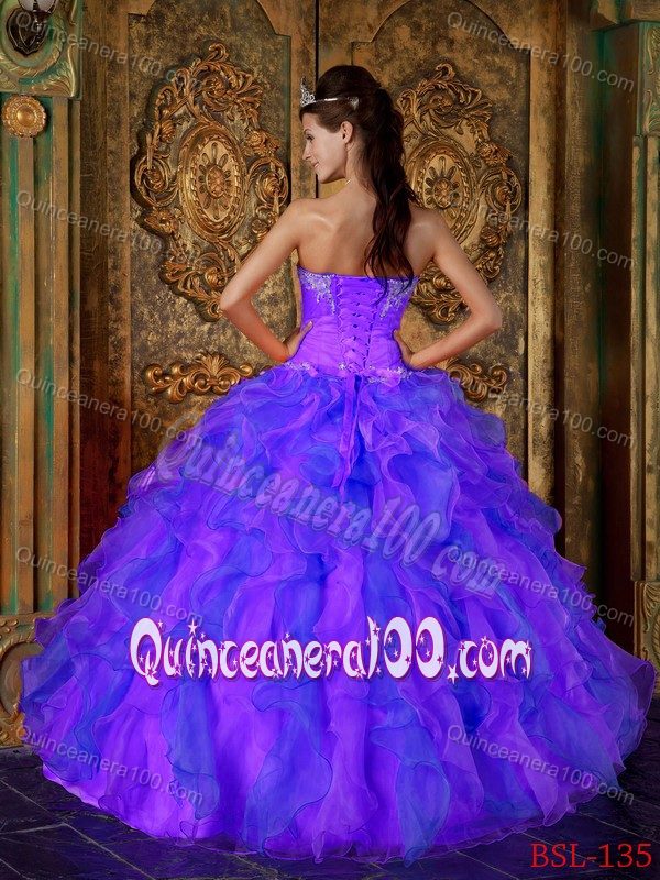 Custom Made Two-toned Sweet 16 Dress with Appliques Ruffles