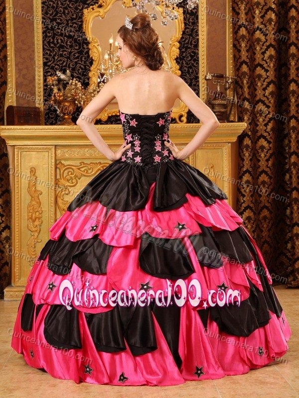 Uniques Special Strapless Multi-layer Dress for Quince with Pattern