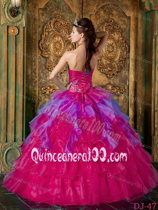 Multi-layered Strapless Appliques Quinceanera Gowns on Discount