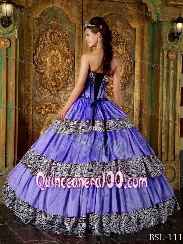 Gorgeous Zebra Printing Sweetheart Dresses for Quince with Ruffles