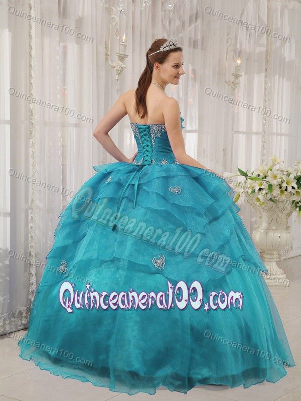 Organza Ruffles Beading Strapless Sweet 16 Dresses on Promotion