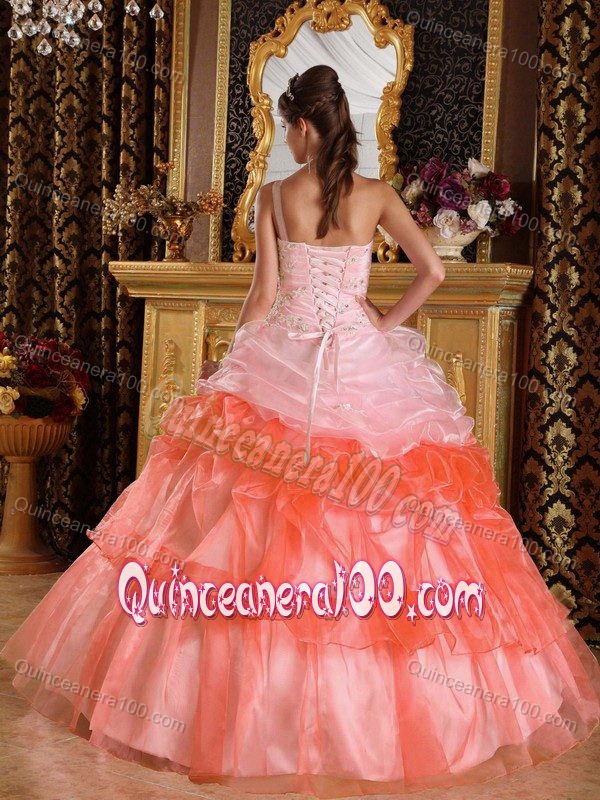 One Shoulder Beaded Appliques Dresses Quinceanera with Pick-ups